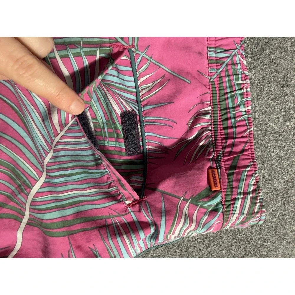Scotch & Soda Swim‎ Shorts Large Lined Pink Tropical Print Draw String